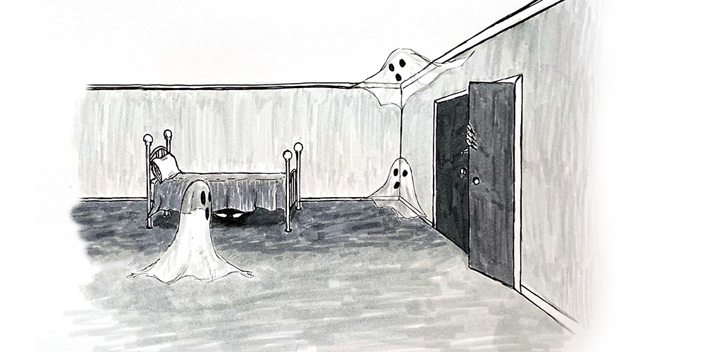 ink drawing of ghosts
