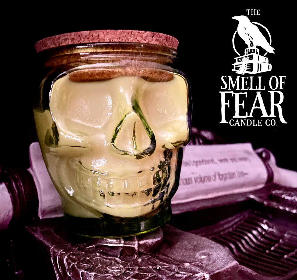 creepy skull-shaped candle