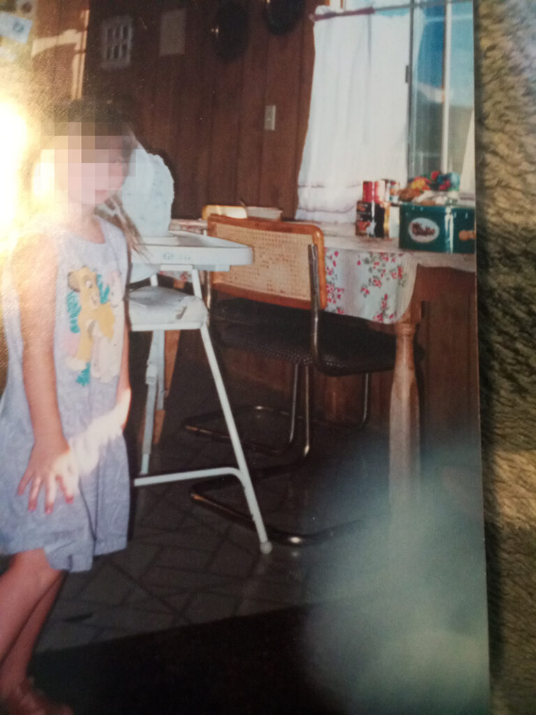 ghostly images overlay a child.