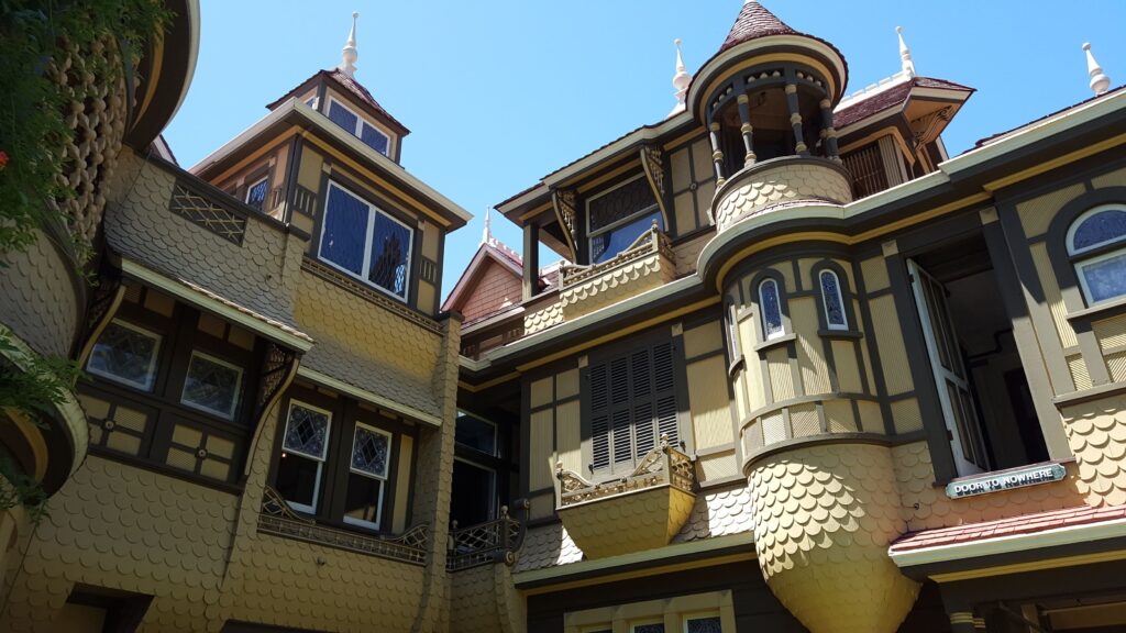The Door to Nowhere at the haunted Winchester Mystery House demonstrates translocation for drawing purposes