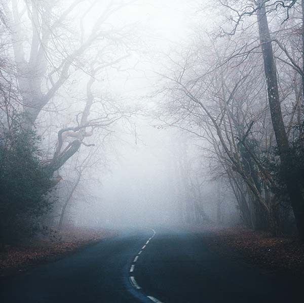 the origin of Halloween in Ireland includes a belief that the veil thins at this time, as evidenced by this mist rolling in over a British road.