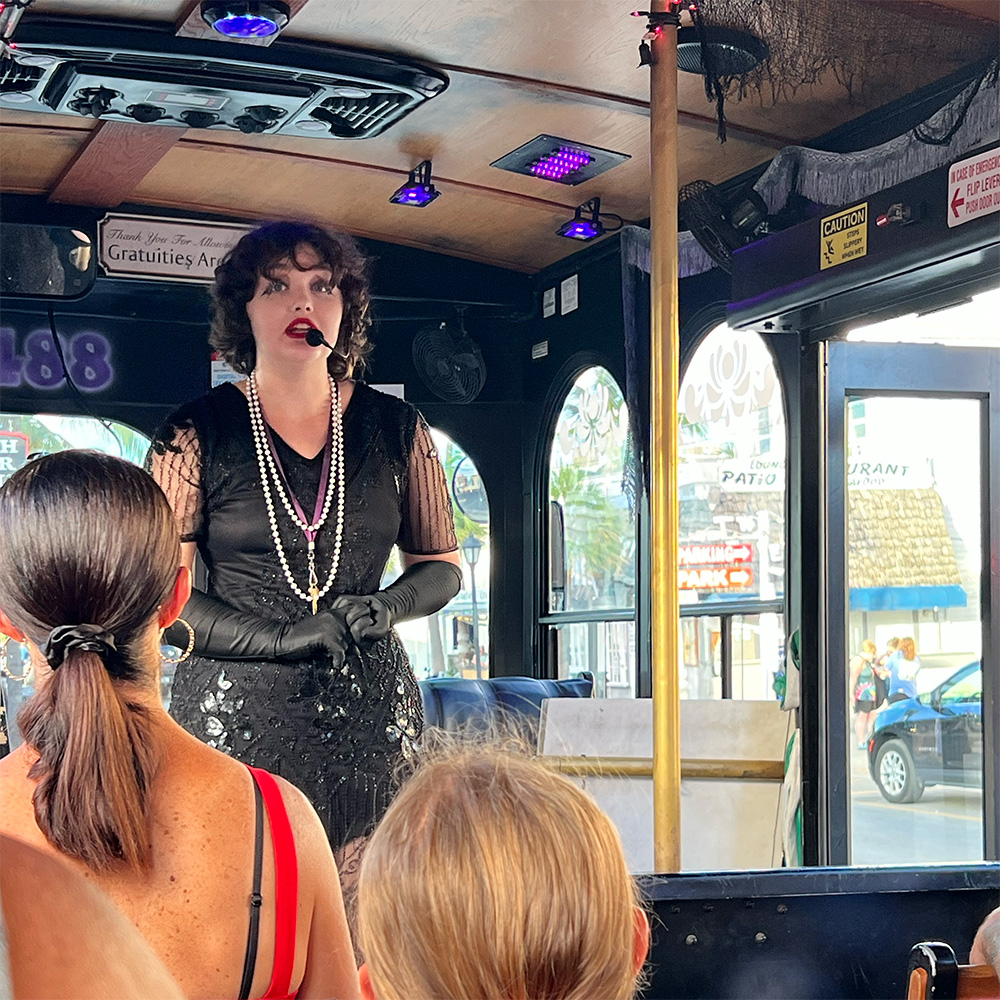 Nixie Buettner explains how to safely take photos of Robert the Doll on the Ghosts and Gravestones tour in Key West.