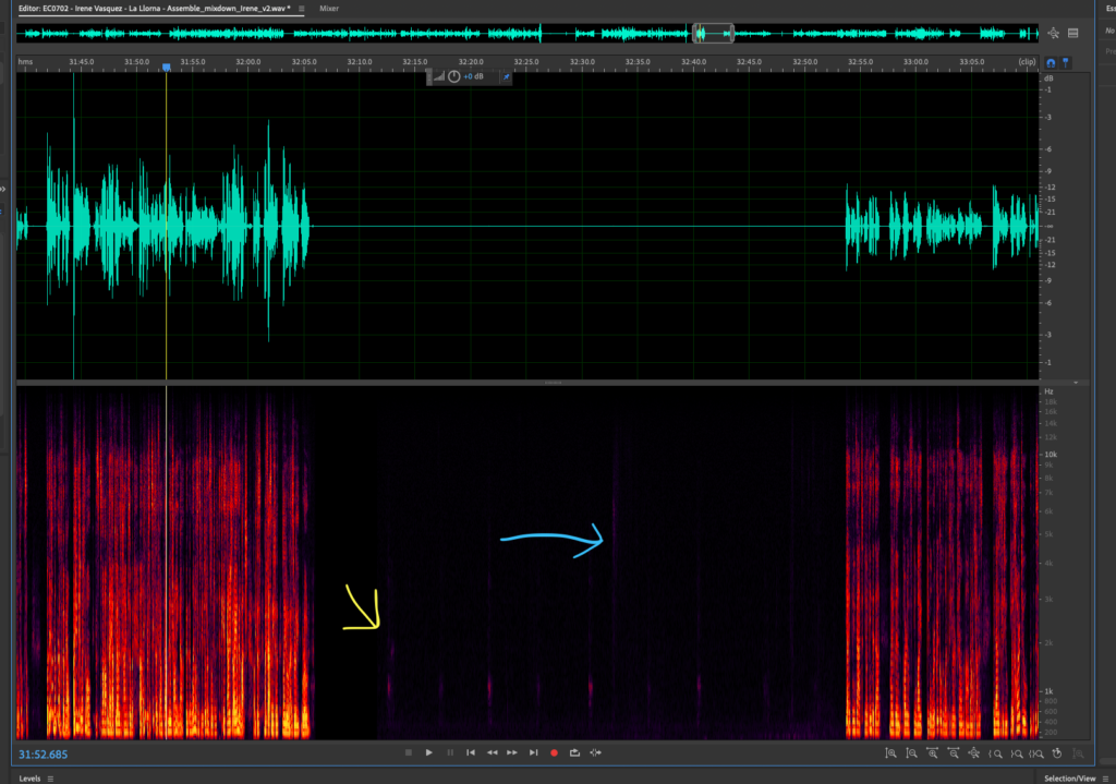 an audio file with a mysterious breathy artifact that only occurred while her guest was telling true ghost stories.