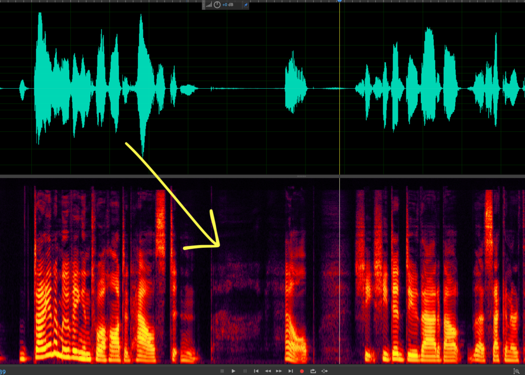 Audio of becky talking with a strange column of unaccounted-for sound.