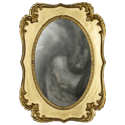podcast promo swap represented by an image of a spooky haunted mirror
